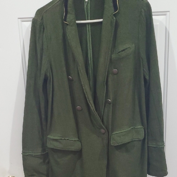 Free People Jackets & Blazers - Free People Olive Green Military Style Jacket Rayon / Cotton Blend